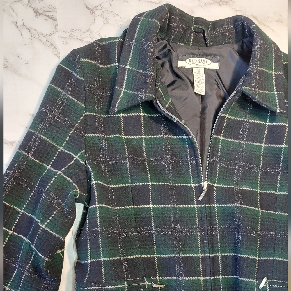 Old Navy Green/black Plaid Zip-up Jacket, Size XS (runs big) - Picture 4 of 8